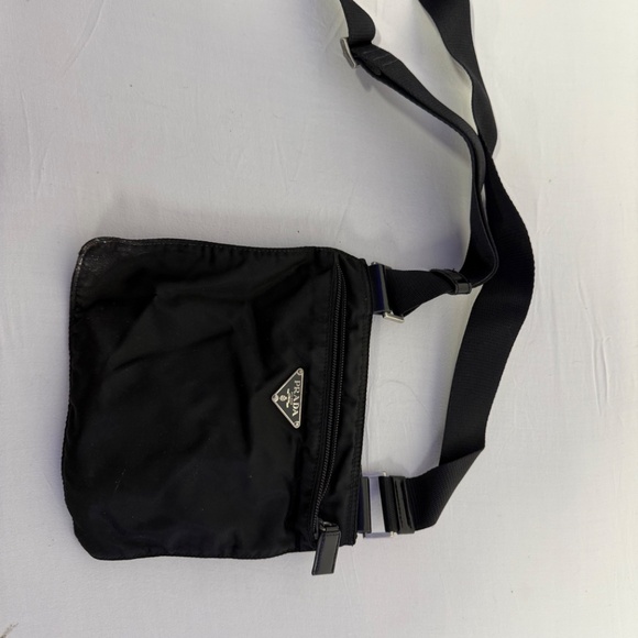 PRADA Nylon Shoulder Bag Black Triangle Logo Crossbody Sacoche from Japan - Picture 2 of 9